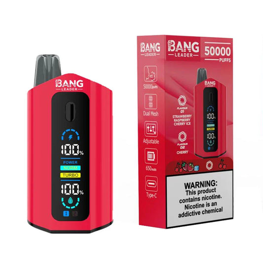 VAPE BANG LEADER 50K PUFF STRAWBERRY RASPBERRY CHERRYICE/ CHERRY