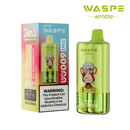 Vape Waspe Watermelon Ice + Strawberry Kiwi + Lemon Lime 60k puff